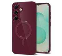Svanove for Samsung Galaxy S24 Plus/ S25 Plus Phone Case Silicone Magnetic, Compatible with Magsafe Case Cute for Women, Girly Glossy Jelly Slim Hard Plastic Mag Safe & Camera Cover, Burgundy Maroon