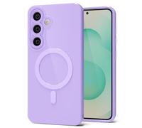 Svanove for Samsung Galaxy S24 Plus/ S25 Plus Phone Case Silicone Magnetic, Compatible with Magsafe Case Cute for Women, Girly Glossy Jelly Slim Hard Plastic Mag Safe & Camera Cover, Purple Lavender