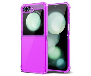 Svanove for Samsung Galaxy Z Flip 5 Case Clear, Neon Bright Vibrant Color, Transparent Jelly Protective Silicone Phone Case Design for Women Girly Cute, Thin Slim Soft Flexible TPU Bumper, Neon Purple