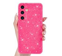Svanove for Samsung S22 Plus Case Glitter, Sparkly Girly Cute Bling Sparkle Shiny Shimmer Bright Phone Case for Women, Glittery Thin Slim Jelly Soft Silicone Rubber Gel Plastic Cover, Neon Hot Pink