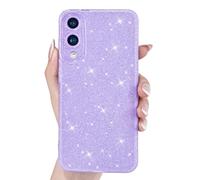 Svanove for Samsung S25 Edge Case Glitter, Sparkly Girly Cute Bling Sparkle Shiny Shimmer Bright Phone Case for Women, Glittery Thin Slim Jelly Soft Silicone Rubber Gel Plastic Cover, Purple Lavender