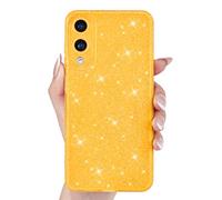 Svanove for Samsung S25 Edge Case Glitter, Sparkly Girly Cute Bling Sparkle Shiny Shimmer Bright Phone Case for Women Girls, Glittery Thin Slim Jelly Soft Silicone Rubber Gel Plastic Cover, Yellow