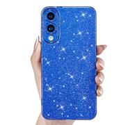 Svanove for Samsung S25 Edge Case Glitter, Sparkly Girly Cute Bling Sparkle Shiny Shimmer Bright Phone Case for Women Girls, Glittery Thin Slim Jelly Soft Silicone Rubber Gel Plastic Cover, Neon Blue