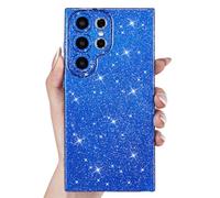 Svanove for Samsung S25 Ultra Case Glitter, Sparkly Girly Cute Bling Sparkle Shiny Shimmer Bright Phone Case for Women Girls, Glittery Thin Slim Jelly Soft Silicone Rubber Gel Plastic Cover, Neon Blue