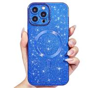 Svanove Glitter Case for iPhone 12 Pro Max Phone Case Magnetic Compatible with Magsafe, Sparkle Bling Shiny Cute Girly Design, Aesthetic Slim Soft TPU Mag Cover for Women Girl, Royal Blue