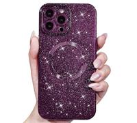 Svanove Glitter Case for iPhone 12 Pro Phone Case Magnetic Compatible with Magsafe, Sparkle Bling Shiny Sparkly Cute Girly Design, Bright Trendy Aesthetic Hard Mag Cover for Women Girls, Purple Violet