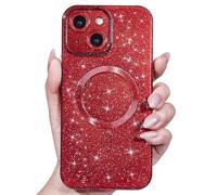 Svanove Glitter Case for iPhone 13 Mini Phone Case Magnetic Compatible with Magsafe, Sparkle Bling Shiny Cute Girly Design, Aesthetic Slim Soft TPU Mag Cover for Women Girl, Burgundy Wine