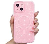 Svanove Glitter Case for iPhone 13 Mini Phone Case Magnetic Compatible with Magsafe, Sparkle Bling Shiny Cute Girly Design, Aesthetic Slim Soft TPU Mag Cover for Women Girl, Light Pink