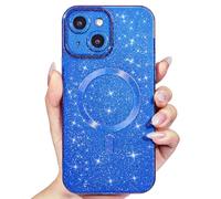 Svanove Glitter Case for iPhone 13 Mini Phone Case Magnetic Compatible with Magsafe, Sparkle Bling Shiny Cute Girly Design, Aesthetic Slim Soft TPU Mag Cover for Women Girl, Royal Blue