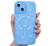 Svanove Glitter Case for iPhone 13 Phone Case Magnetic Compatible with Magsafe, Sparkle Bling Shiny Cute Girly Design, Aesthetic Slim Soft TPU Mag Cover for Women Girl, Light Blue