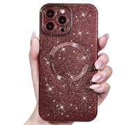 Svanove Glitter Case for iPhone 13 Pro Phone Case Magnetic Compatible with Magsafe, Sparkle Bling Shiny Sparkly Cute Girly Design, Bright Trendy Aesthetic Hard Mag Cover for Women, Burgundy Maroon
