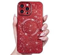 Svanove Glitter Case for iPhone 16 Pro Max Phone Case Magnetic Compatible with Magsafe, Sparkle Bling Shiny Cute Girly Design, Aesthetic Slim Soft TPU Mag Cover for Women Girl, Burgundy Wine