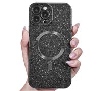 Svanove Glitter Case for iPhone 16 Pro Max Phone Case Magnetic Compatible with Magsafe, Sparkle Bling Shiny Cute Girly Design, Aesthetic Slim Soft TPU Mag Cover for Women Girl, Black
