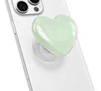 Svanove Heart Adhesive Phone Grip Holder, Cute Collapsible Glass Stick Phone Grip Stand Expanding Kickstand for iPhone Samsung, 3D Crystal Pretty Bling Glitter Love Sticky Grips, Light Green