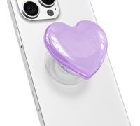 Svanove Heart Adhesive Phone Grip Holder, Cute Collapsible Glass Stick Phone Grip Stand Expanding Kickstand for iPhone Samsung, 3D Crystal Pretty Bling Glitter Love Sticky Grips, Purple Lavender