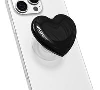 Svanove Heart Adhesive Phone Grip Holder, Cute Collapsible Glass Stick Phone Grip Stand Expanding Kickstand for iPhone Samsung Phones Accessories, 3D Crystal Pretty Glitter Love Sticky Grips, Black