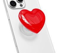 Svanove Heart Adhesive Phone Grip Holder, Cute Collapsible Glass Stick Phone Grip Stand Expanding Kickstand for iPhone Samsung Phones Accessories, 3D Crystal Pretty Glitter Love Sticky Grips, Red