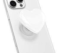 Svanove Heart Adhesive Phone Grip Holder, Cute Collapsible Glass Stick Phone Grip Stand Expanding Kickstand for iPhone Samsung Phones Accessories, 3D Crystal Pretty Glitter Love Sticky Grips, White