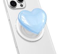Svanove Heart Magnetic Phone Grip Compatible with Magsafe Phone Grip Holder, Cute Collapsible Glass Grips Stand Kickstand for iPhone Samsung, 3D Crystal Pretty Glitter Love Mag Safe Holder, Light Blue