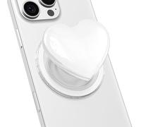 Svanove Heart Magnetic Phone Grip Compatible with Magsafe Phone Grip Holder, Cute Collapsible Glass Grips Stand Kickstand for iPhone Samsung, 3D Crystal Pretty Glitter Love Mag Safe Holder, White