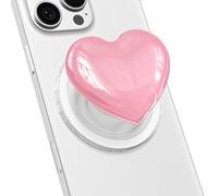 Svanove Heart Magnetic Phone Grip Compatible with Magsafe Phone Grip Holder, Cute Collapsible Glass Grips Stand Kickstand for iPhone Samsung, 3D Crystal Pretty Glitter Love Mag Safe Holder, Light Pink
