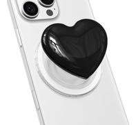 Svanove Heart Magnetic Phone Grip Compatible with Magsafe Phone Grip Holder, Cute Collapsible Glass Grips Stand Kickstand for iPhone Samsung, 3D Crystal Pretty Glitter Love Mag Safe Holder, Black