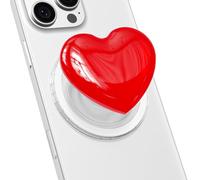 Svanove Heart Magnetic Phone Grip Compatible with Magsafe Phone Grip Holder, Cute Collapsible Glass Grips Stand Kickstand for iPhone Samsung, 3D Crystal Pretty Bling Glitter Love Mag Safe Holder, Red