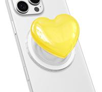 Svanove Heart Magnetic Phone Grip Compatible with Magsafe Phone Grip Holder, Cute Collapsible Glass Grips Stand Kickstand for iPhone Samsung, 3D Crystal Pretty Glitter Love Mag Safe Holder, Yellow