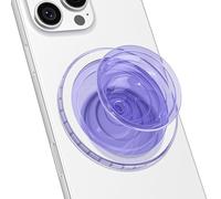 Svanove Magnetic Cell Phone Grip Compatible with Magsafe,Transparent Phone Bracket Telescopic and Foldable for iPhone Samsung Mobile Phones, Cute Soft Silicone Glossy, Lilac