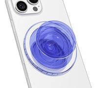 Svanove Magnetic Cell Phone Grip Compatible with Magsafe,Transparent Phone Bracket Telescopic and Foldable for iPhone Samsung Mobile Phones, Cute Soft Silicone Glossy, Neon Blue