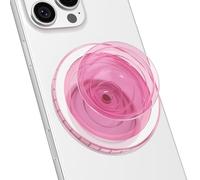 Svanove Magnetic Phone Grip Compatible with Magsafe, Mag Safe Translucent Clear Grip Collapsible Kickstand for iPhone Samsung Pixel, Cute Transparent Silicone Removable Phone Stand Holder, Clear Pink