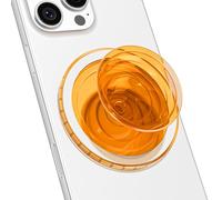 Svanove Magnetic Phone Grip Compatible with Magsafe, Mag Safe Translucent Clear Grip Collapsible Kickstand for iPhone Samsung Pixel, Cute Transparent Silicone Removable Phone Stand Holder, Orange