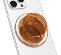 Svanove Magnetic Phone Grip Compatible with Magsafe, Mag Safe Translucent Clear Grip Collapsible Kickstand for iPhone Samsung Pixel, Cute Transparent Silicone Removable Phone Stand Holder, Brown