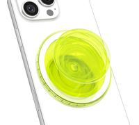 Svanove Magnetic Phone Grip Compatible with Magsafe, Mag Safe Translucent Clear Grip Collapsible Kickstand for iPhone Samsung Pixel, Cute Transparent Silicone Removable Phone Stand Holder, Neon Yellow