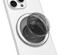 Svanove Magnetic Phone Grip Compatible with Magsafe, Mag Safe Translucent Clear Grip Collapsible Kickstand for iPhone Samsung Pixel, Cute Transparent Silicone Removable Phone Stand Holder, Black
