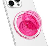 Svanove Magnetic Phone Grip Compatible with Magsafe, Mag Safe Translucent Clear Grip Collapsible Kickstand for iPhone Samsung Pixel, Cute Transparent Silicone Removable Phone Stand Holder, Hot Pink