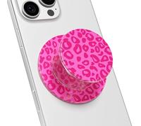 Svanove Magnetic Phone Grip Compatible with Magsafe Phone Grip Holder, Collapsible Cheetah Print Mag Safe Cellphone Grips Kickstand, Cute Leopard Stand for iPhone Samsung Android, Hot Pink