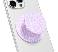 Svanove Magnetic Phone Grip Compatible with Magsafe Phone Grip Holder, Collapsible Cheetah Print Mag Safe Cellphone Grips Kickstand, Cute Leopard Stand for iPhone Samsung Android, Purple Lilac
