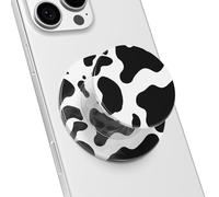Svanove Magnetic Phone Grip Compatible with Magsafe Phone Grip Holder, Collapsible Cow Print Mag Safe Cellphone Grips Kickstand, Cute Trendy Animal Pattern Stand for iPhone Samsung Android, Black