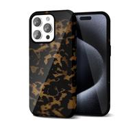 Svanove Tortoise Shell Phone Case for iPhone 15 Pro - Girly Trendy Pattern, Retro Amber Cool Animal Print, Luxury Aesthetic Y2k Turtle Hard Shell Plastic Cover for Women