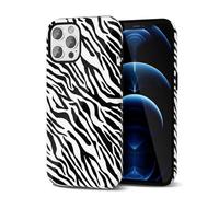 Svanove Zebra Print Phone Case for iPhone 12 Pro Max, Girly Cute Zebra Case for Women Girls, Luxury Trendy Retro Fashion Animal Print Design, Aesthetic Pattern Hard Shell Plastic Cover, Black