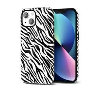 Svanove Zebra Print Phone Case for iPhone 13/ iPhone 14, Girly Cute Zebra Case for Women Girls, Luxury Trendy Retro Fashion Animal Print Design, Aesthetic Pattern Hard Shell Plastic Cover, Black