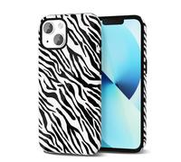 Svanove Zebra Print Phone Case for iPhone 13 Mini/ 12 Mini, Girly Cute Zebra Case for Women, Luxury Trendy Retro Fashion Animal Print Design, Aesthetic Pattern Hard Shell Plastic Cover, Black