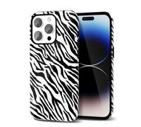 Svanove Zebra Print Phone Case for iPhone 14 Pro, Girly Cute Zebra Case for Women Girls, Luxury Trendy Retro Fashion Cool Animal Print Design, Aesthetic Pattern Hard Shell Plastic Cover, Black