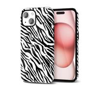 Svanove Zebra Print Phone Case for iPhone 15, Girly Cute Zebra Case for Women Girls, Luxury Trendy Retro Fashion Cool Animal Print Design, Aesthetic Pattern Y2k Hard Shell Plastic Cover, Black