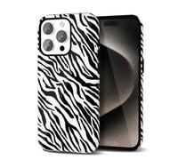 Svanove Zebra Print Phone Case for iPhone 15 Pro Max Case Girly, Cute Zebra Case for Women Girls, Luxury Trendy Retro Fashion Animal Print Design, Aesthetic Pattern Hard Shell Plastic Cover, Black