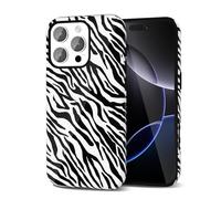 Svanove Zebra Print Phone Case for iPhone 16 Pro Max Case Girly, Cute Zebra Case for Women Girls, Luxury Trendy Retro Fashion Animal Print Design, Aesthetic Pattern Hard Shell Plastic Cover, Black