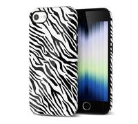 Svanove Zebra Print Phone Case for iPhone SE 2nd 3rd Case Girly, Cute Zebra Case for Women, Luxury Trendy Retro Cool Animal Print Design, Aesthetic Pattern Y2k Slim Hard Shell Plastic Cover, Black