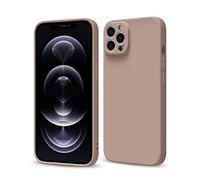 Svaove for iPhone 12 Pro Phone Case Liquid Silicone, Thin Ultra Slim Minimalist Phone Cover, Girly Cute Plain Bright Solid Color Matte Soft Rubber Jelly Gel Plastic TPU Bumper, Brown Fall