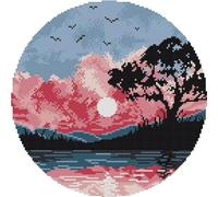 Svarog Stamped Cross Stitch Kits Beginners Full Range of Embroidery Patterns Starter Kits for Adult or Kids DIY Cross Stitches Needlepoint Kits 14CT-Sunset 2，12.2x12.2 inch